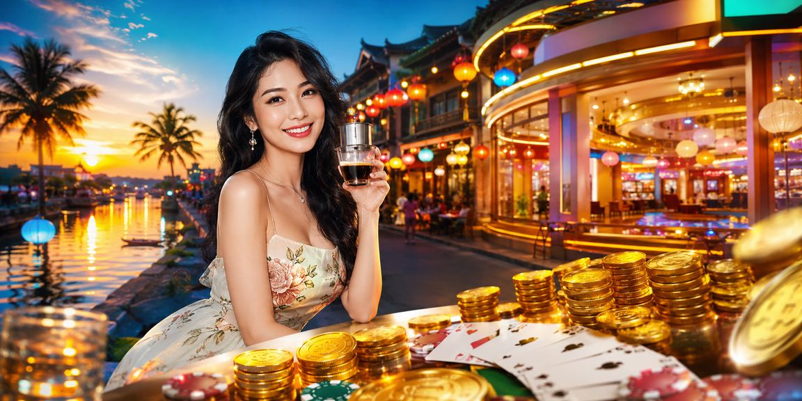 Người dùng Hội An thưởng thức cà phê buổi sáng trong khi kiểm tra ưu đãi tiền thưởng trên điện thoại