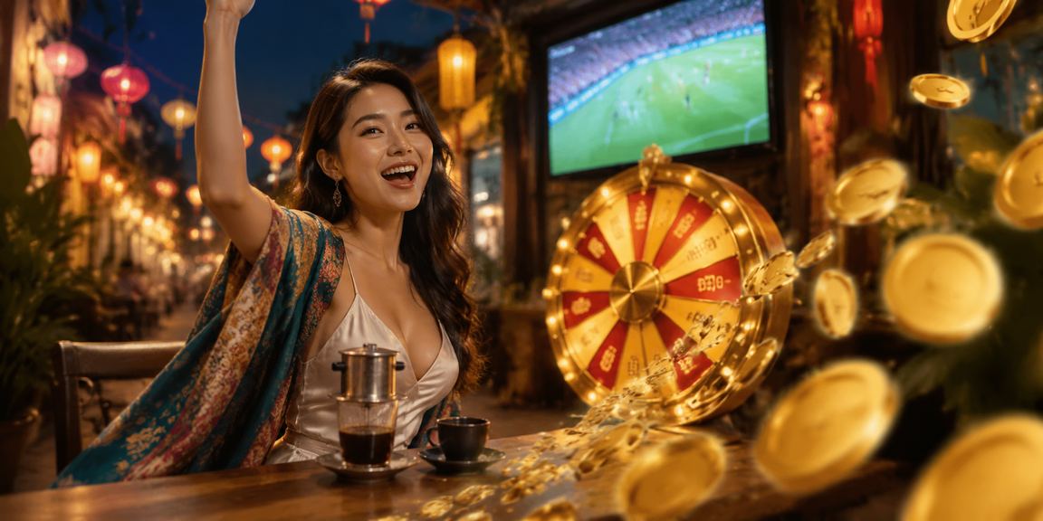 Bàn roulette tại khu vực giải trí Hội An với không khí ấm cúng theo phong cách cà phê Việt Nam